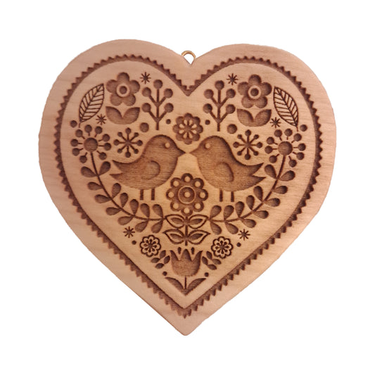 Herz Folkloremuster mit 2 Vögeln (306)